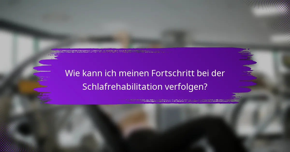 Wie kann ich meinen Fortschritt bei der Schlafrehabilitation verfolgen?